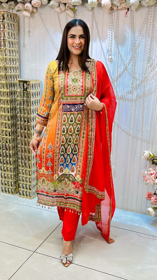 Beautiful Pattern Print Suit PC1173