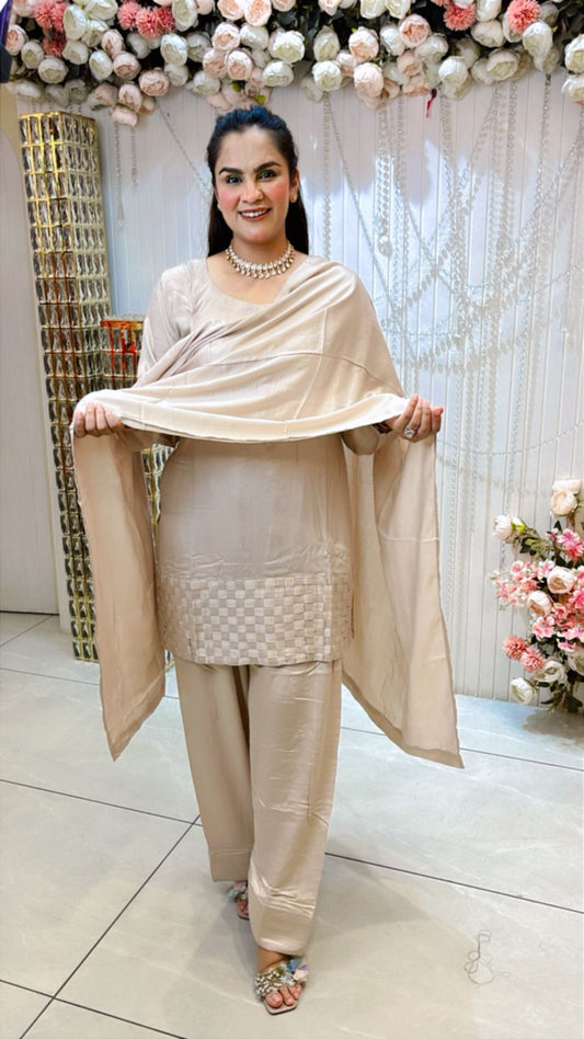 Beautiful Round Neck Button Design Suit PC1194