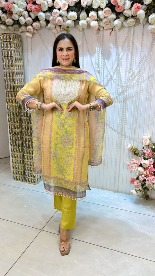 Beautiful Round Neck Patch Work Suit PC1157