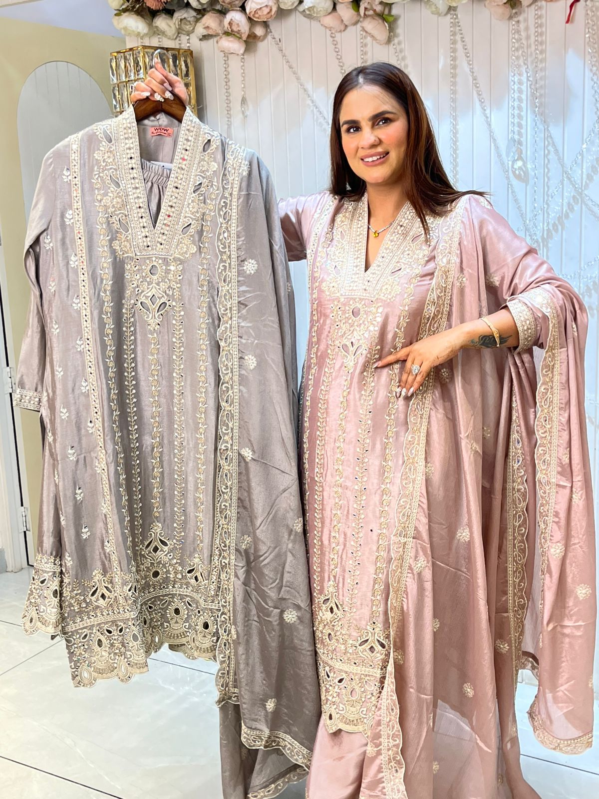 Beautiful Suit With Cutout Work PC1459