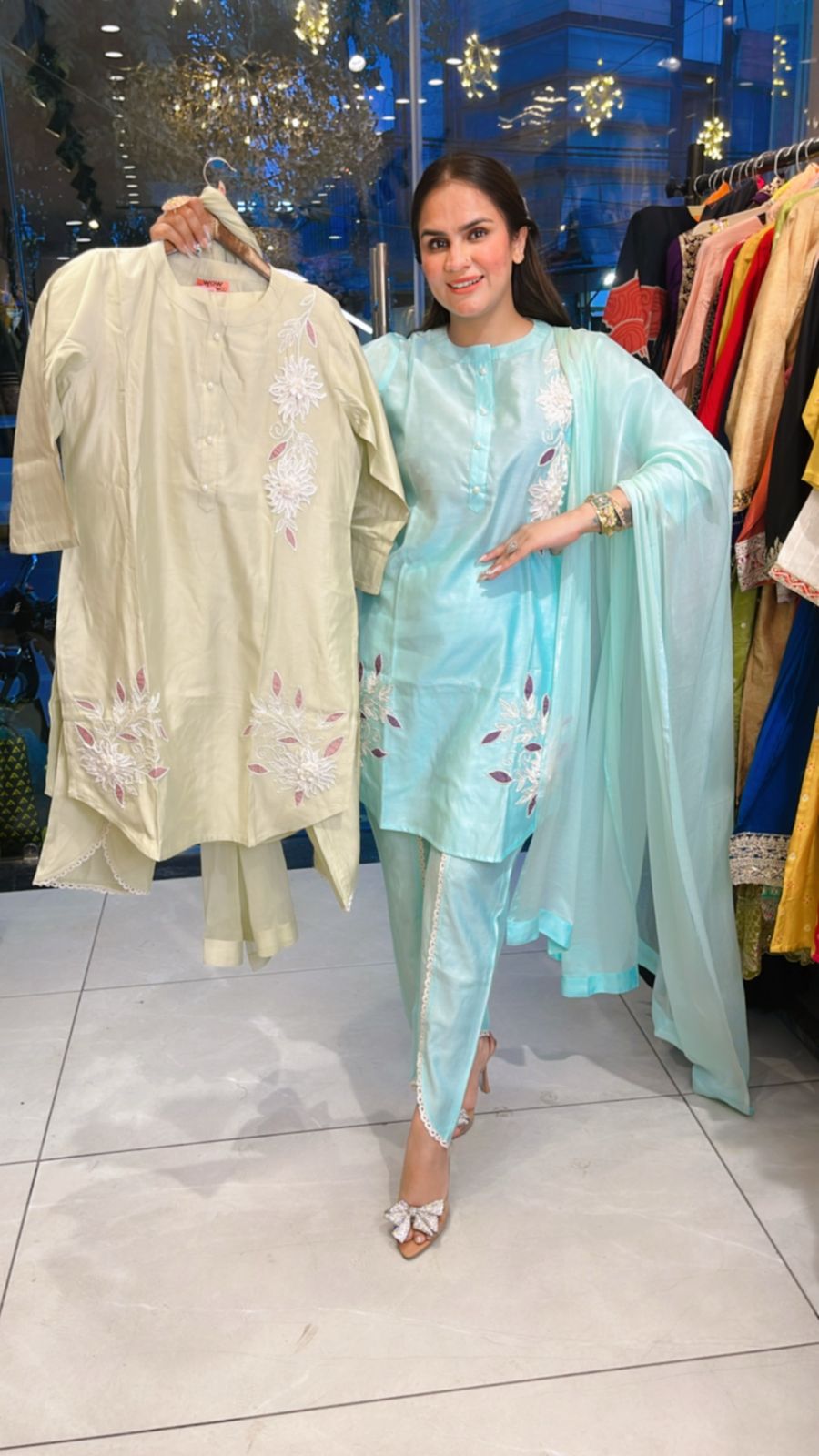 Beautiful Suit With Embroidery Work And Designer Pants PC584