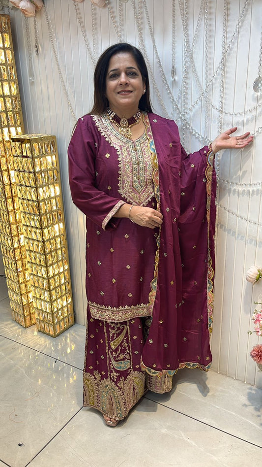 Beautiful Suit With Heavy Sharara PC129