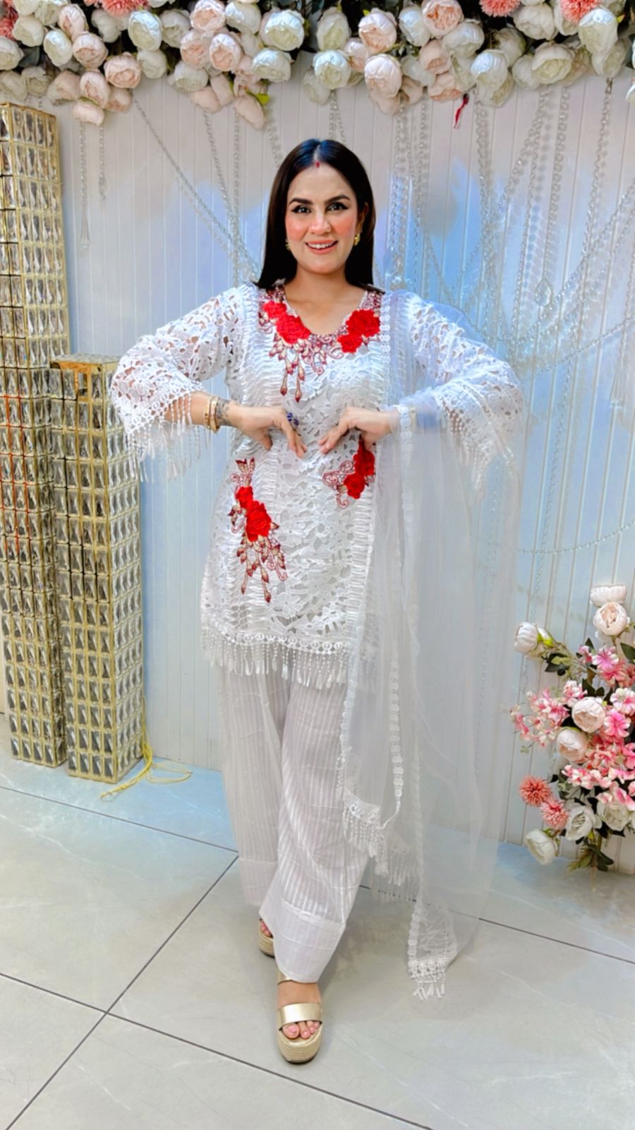 Beautiful Suit With Rose Work PC1129