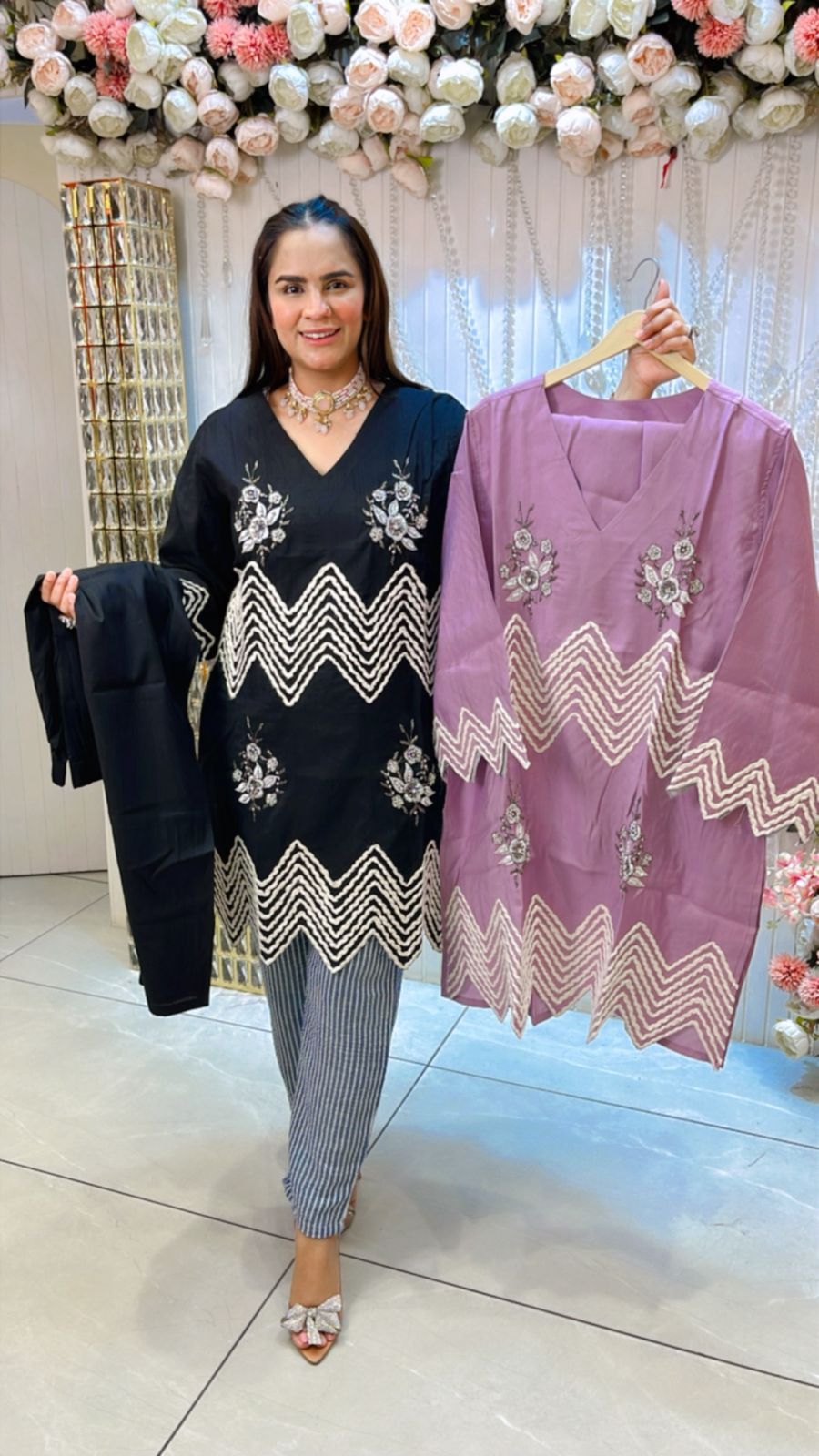 Beautiful V-Neck V Stripes Design PC1186