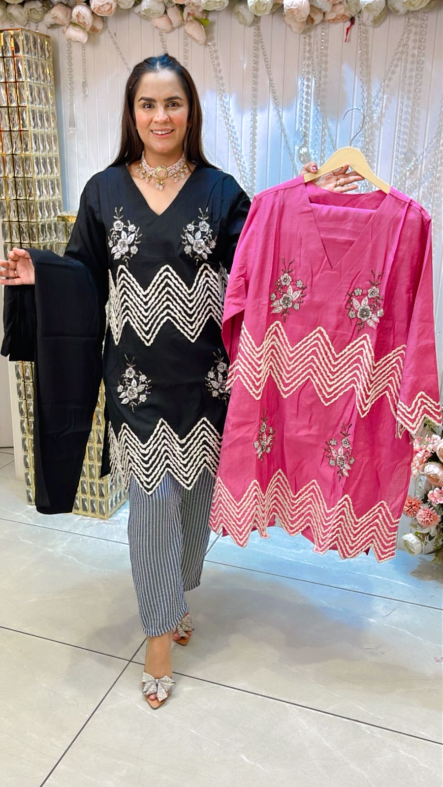 Beautiful V-Neck V Stripes Design PC1186