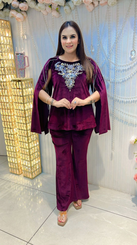 Beautiful Velvet Cordset With Designer Sleeves PC094