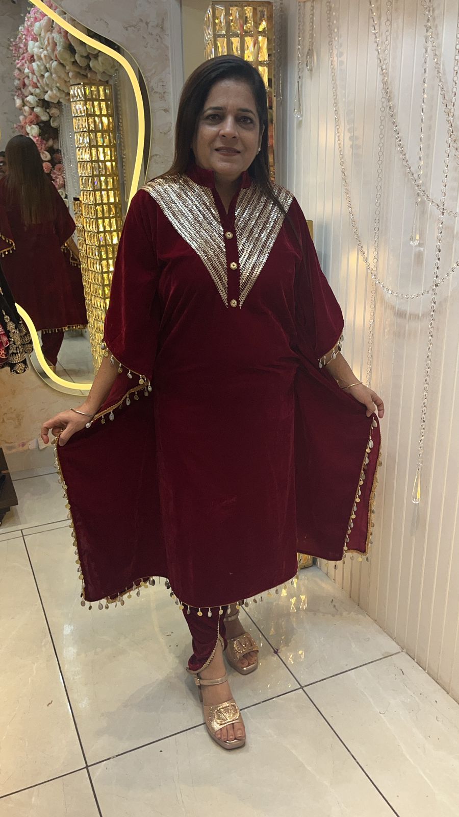 Beautiful Velvet Kaftan With Heavy Neck PC122