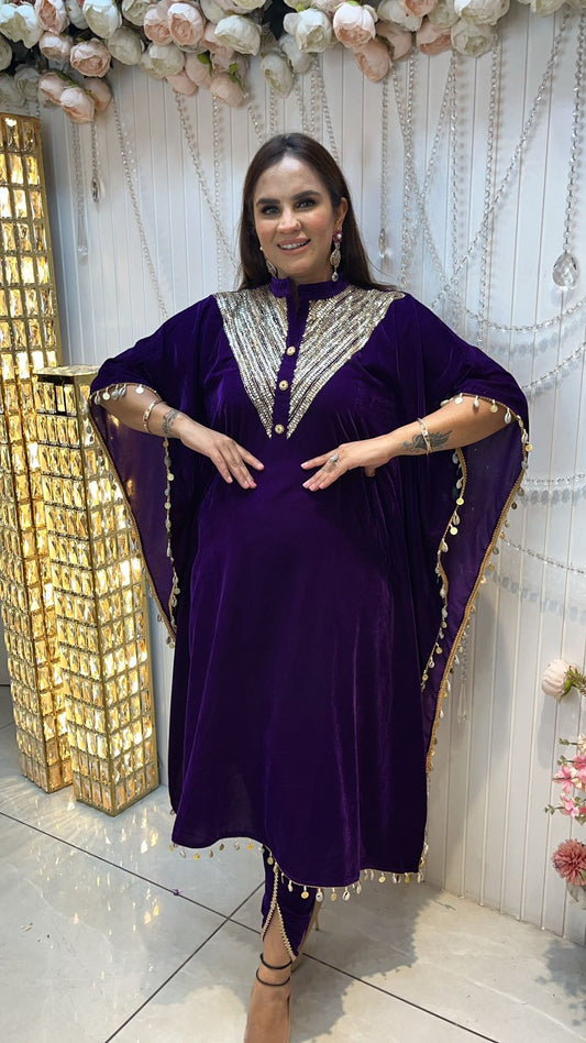 Beautiful Velvet Kaftan With Heavy Neck PC122