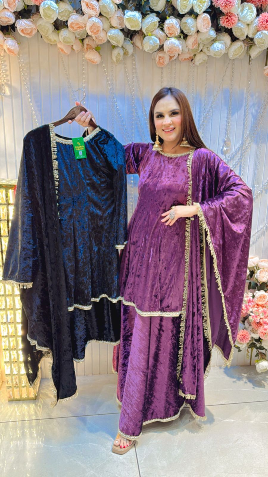 Beautiful Velvet Sharara Suit PC078