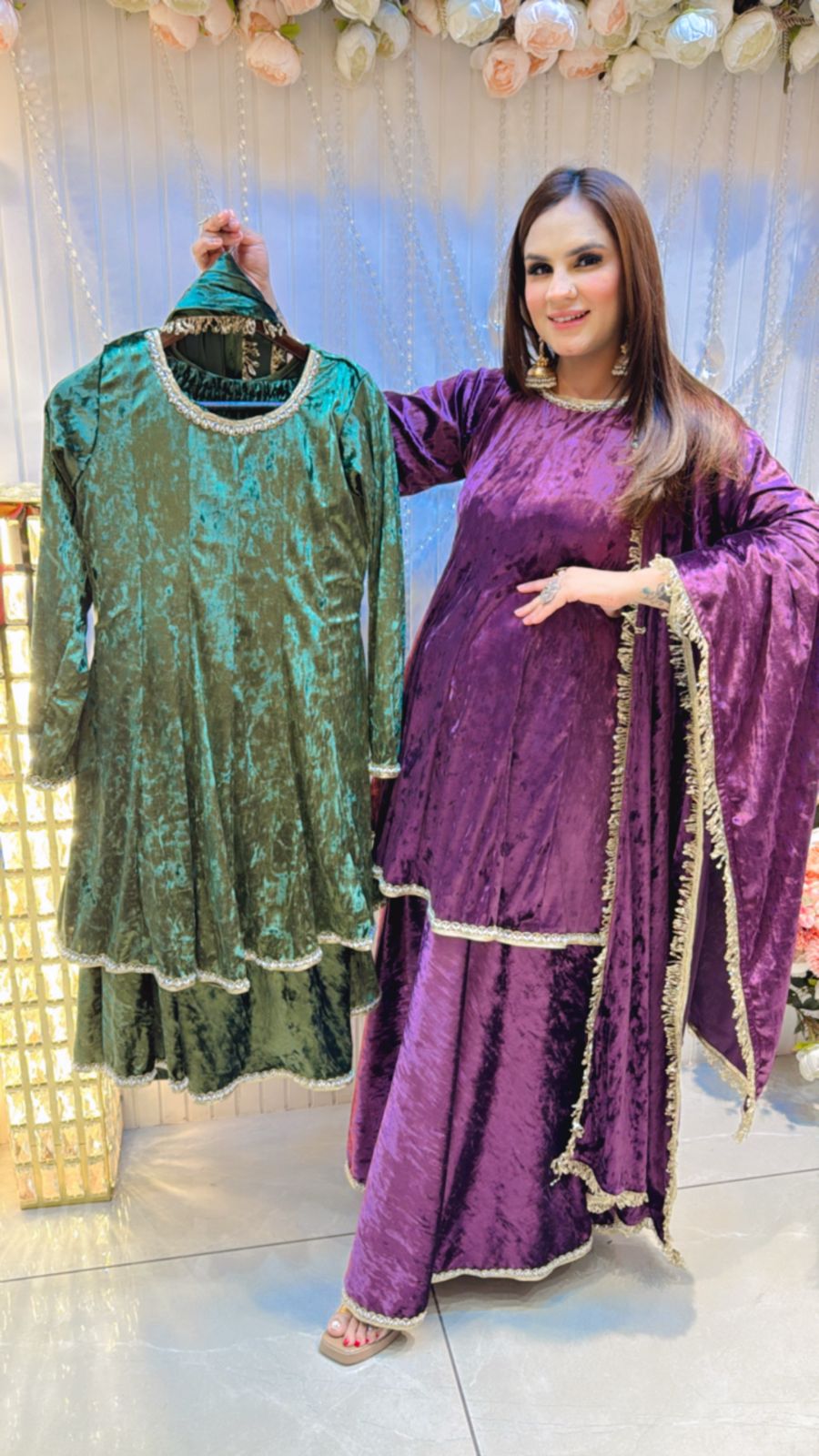 Beautiful Velvet Sharara Suit PC078