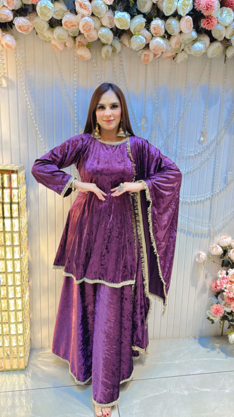 Beautiful Velvet Sharara Suit PC078