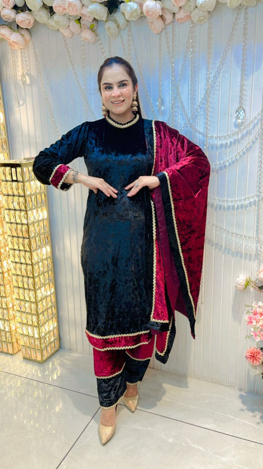 Beautiful Velvet Suit With Dupatta PC103