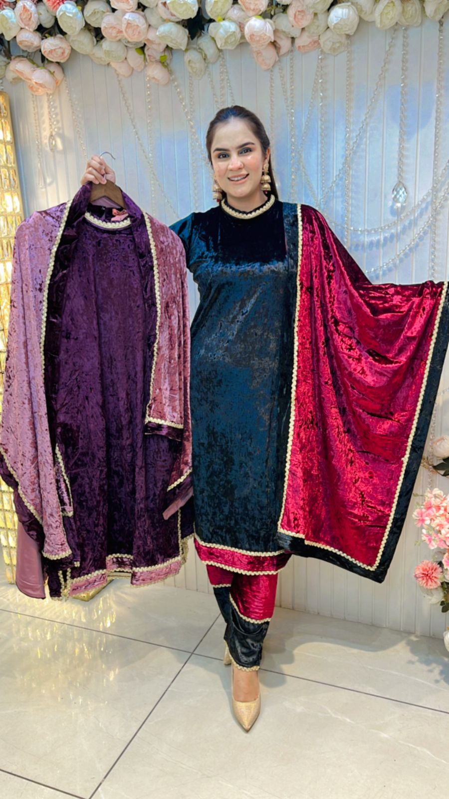 Beautiful Velvet Suit With Dupatta PC103