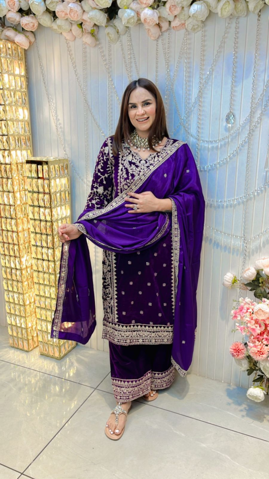 Beautiful Velvet Suit With Full Embroidery Work PC177