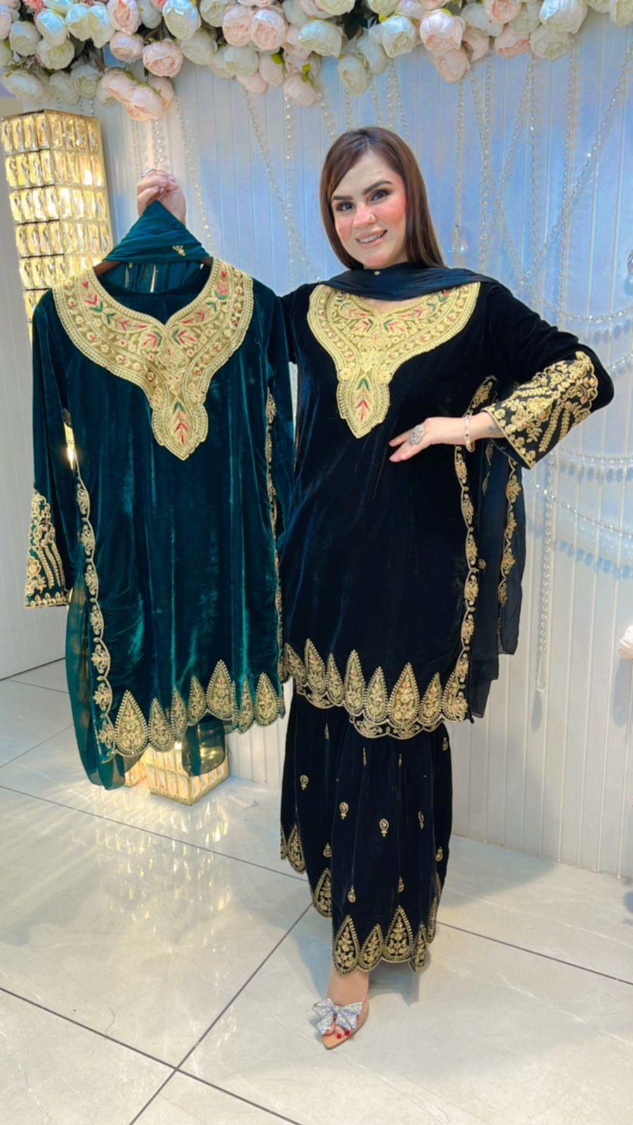 Beautiful Velvet Suit With Heavy Work PC069