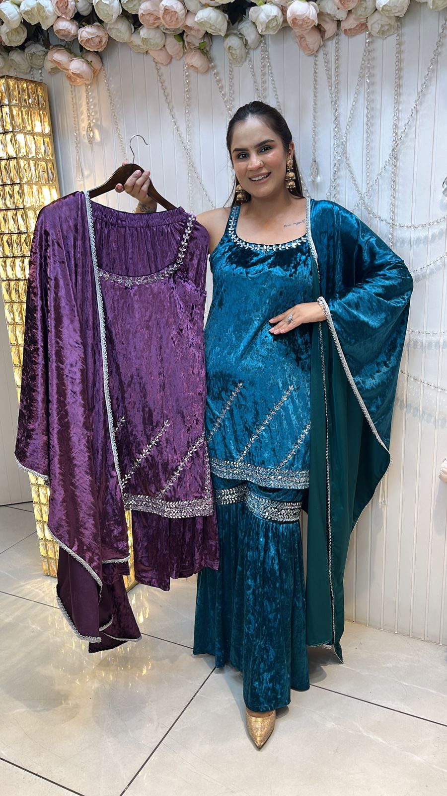 Beautiful Velvet Suit with Sharara PC101