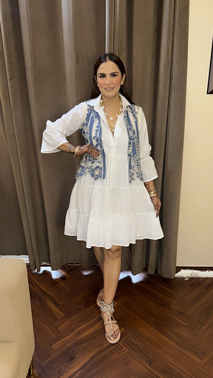 Cotton Dress With Crocia Jacket PC1397
