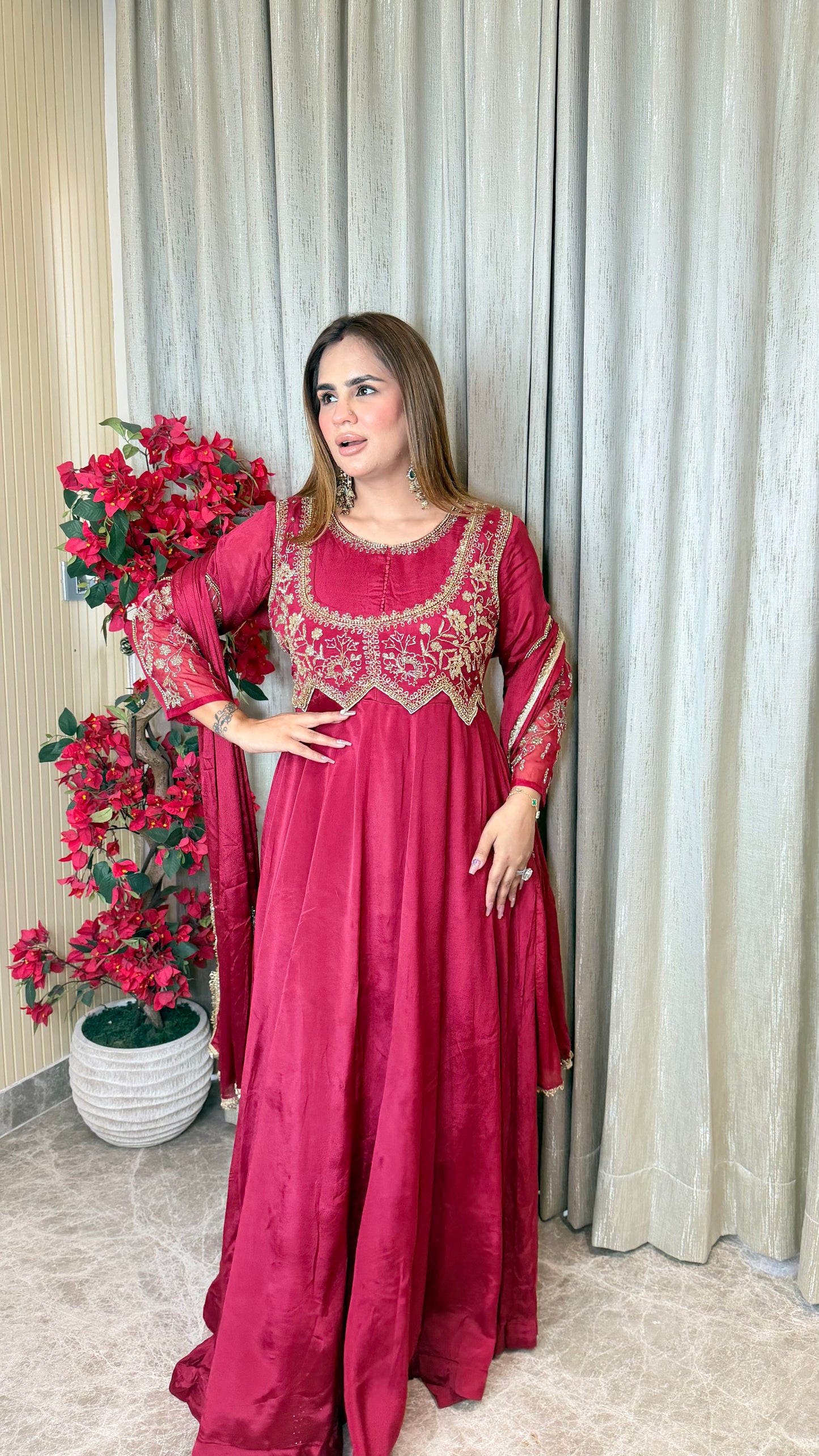 Embroidered Anarkali Suit Set PC3495
