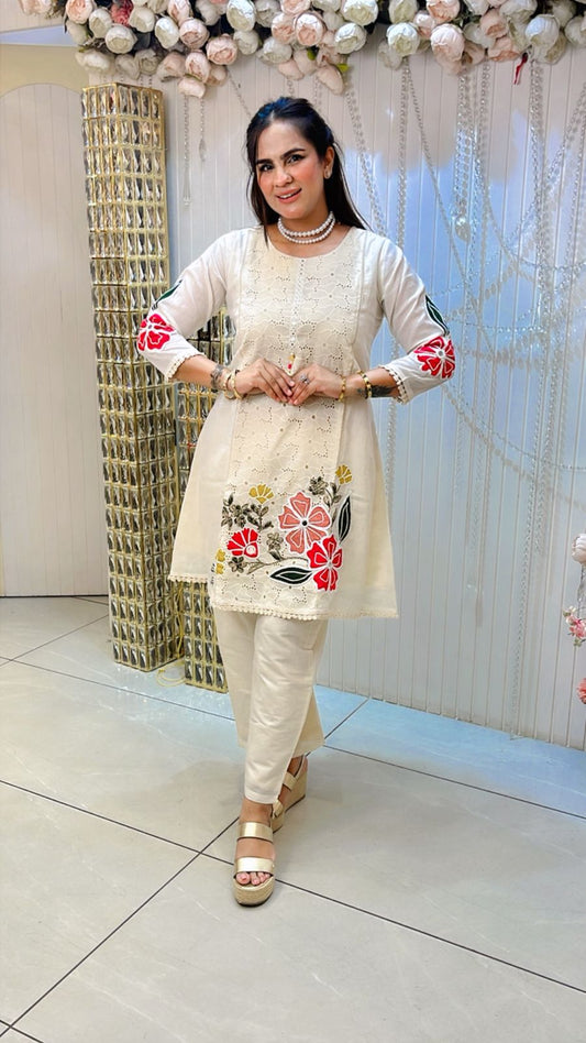 Designer Cordset With Beautiful Front Flower Work PC1225