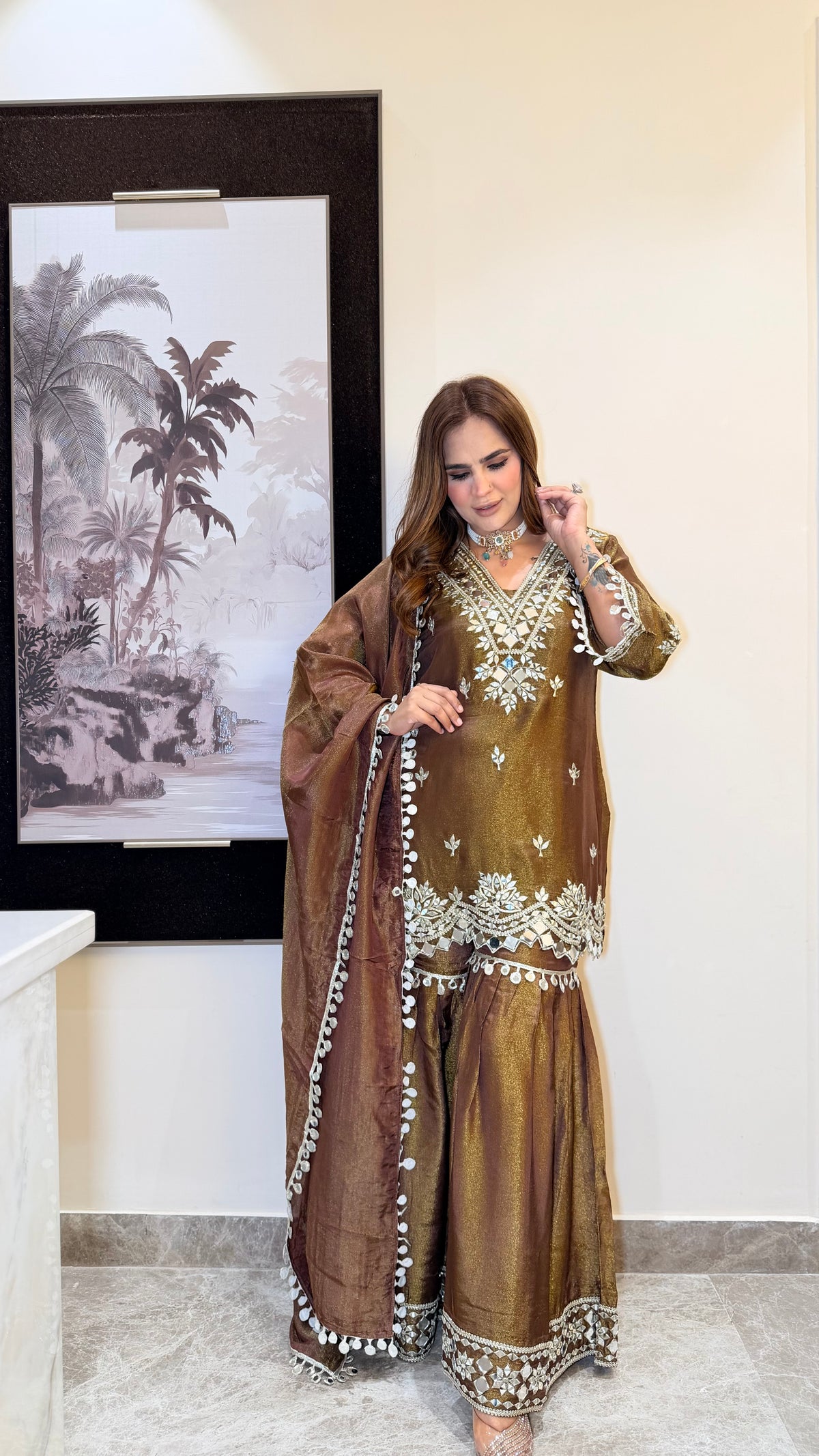 Beautiful shimmer tissue suit PC3692
