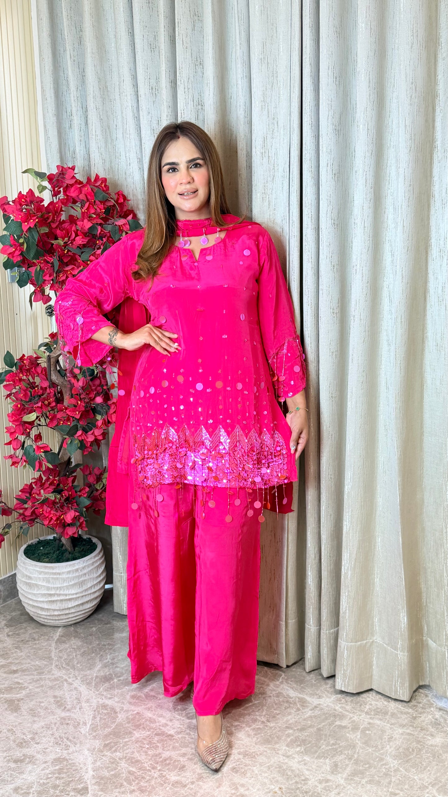 Elegant Embroidered three-piece ethnic suit PC3487