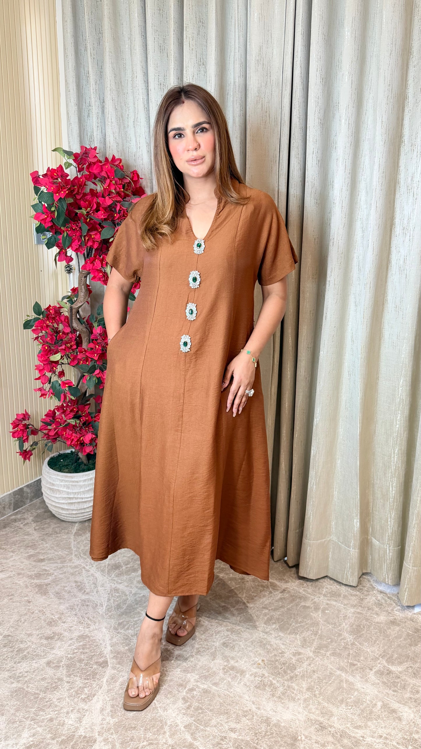 Beautiful V neck long dress PC3488