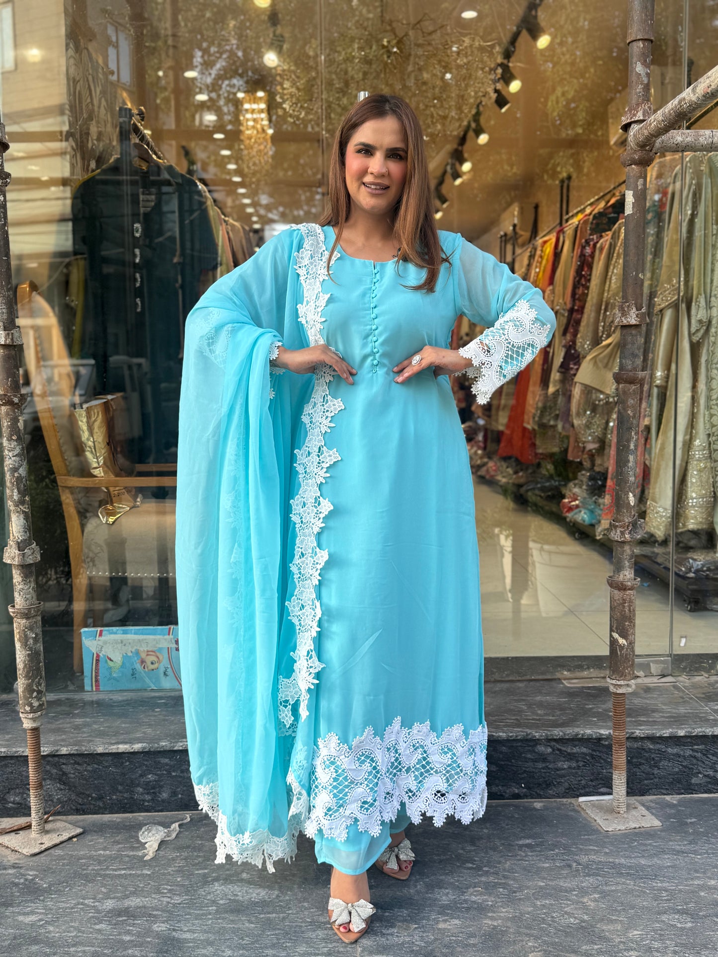 Georgette Long Pakistani Suit Set PC3583
