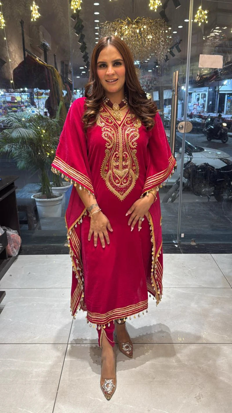 Fully Embroided Heavy Kaftan With Gotta Work PC015