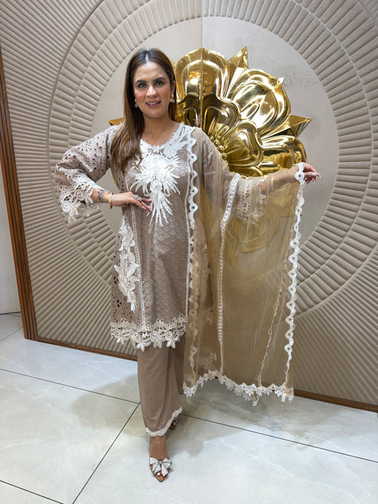 Beautiful elegent suit with chicken kari work pc2587