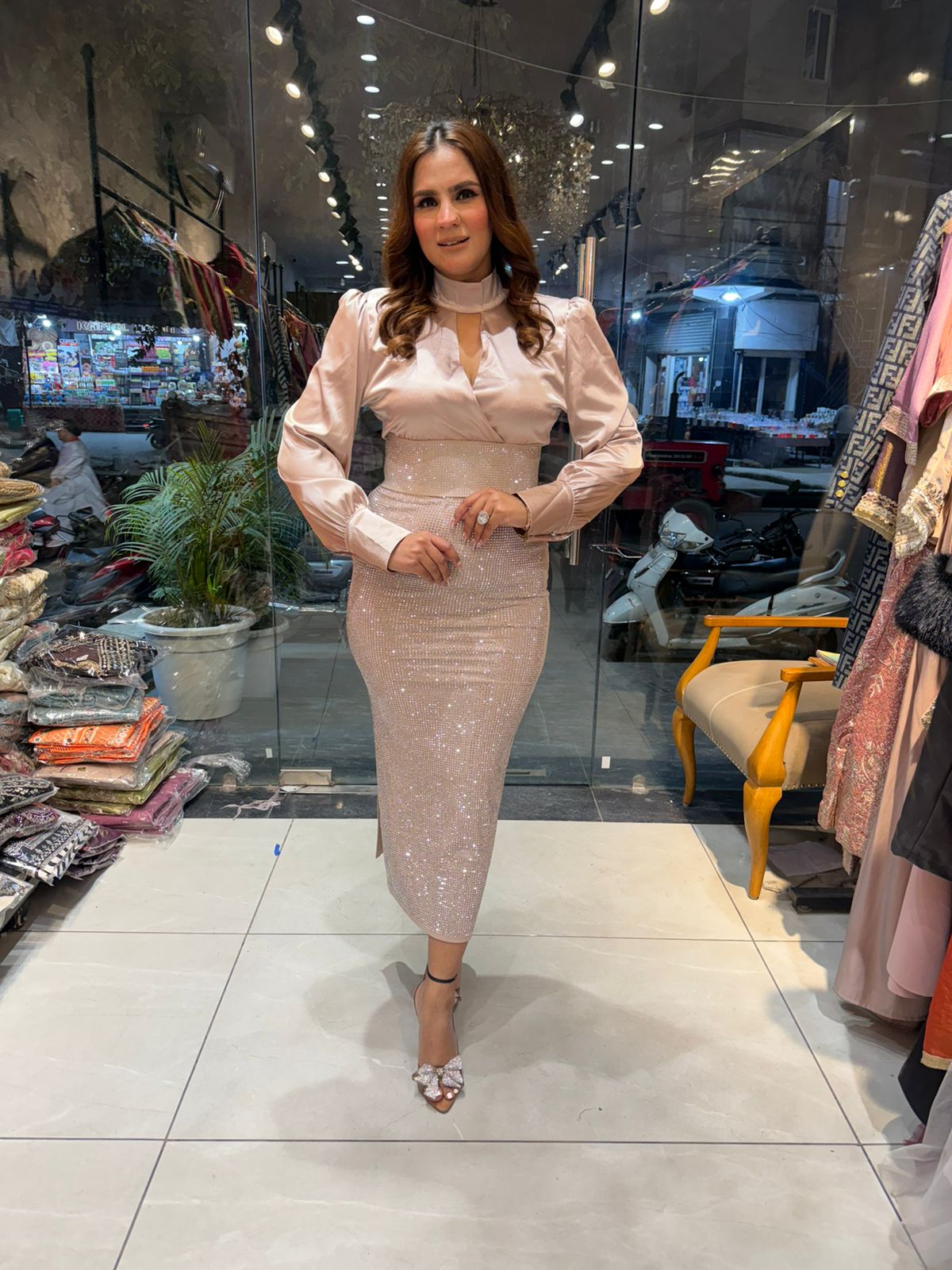 Beautiful skirt and satin top pc 2629