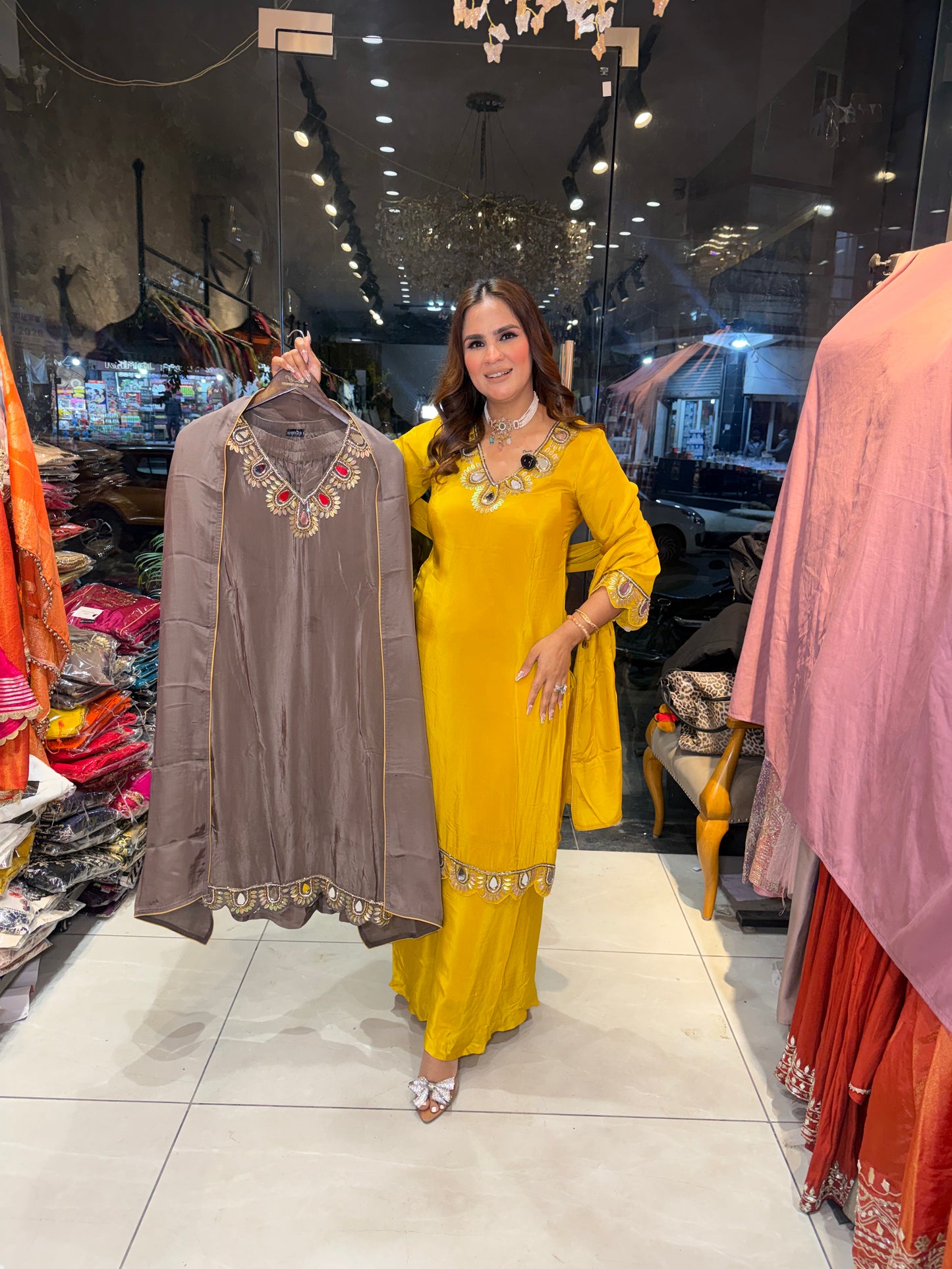 Beautiful elegent pure crape suit pc 2628