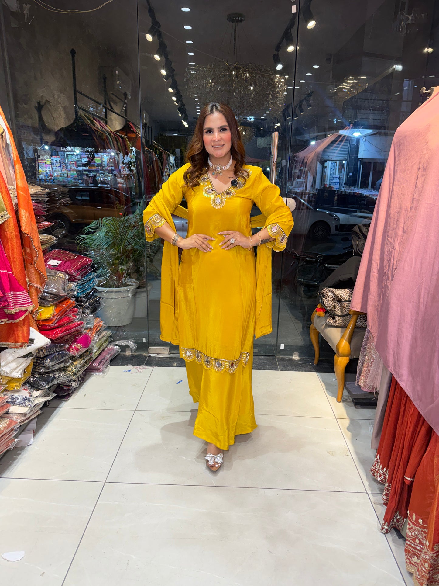 Beautiful elegent pure crape suit pc 2628