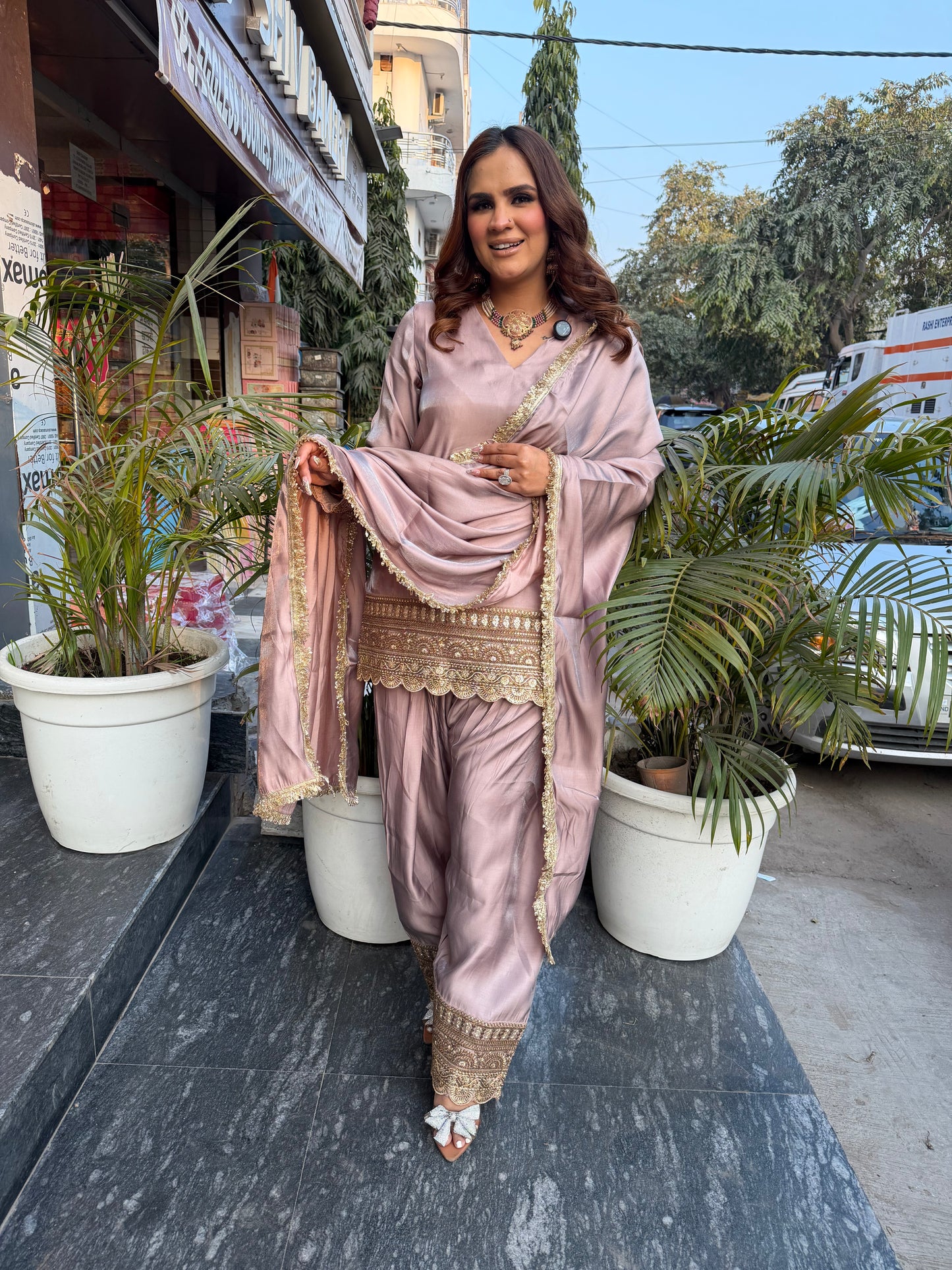 Beautiful elegent suit with farshi salvaar pc 2695