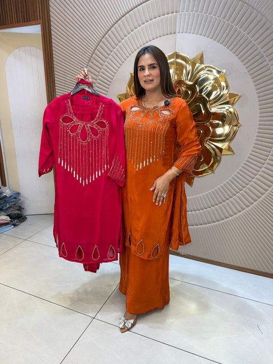 Beautiful elegant partywear suit pc 2800