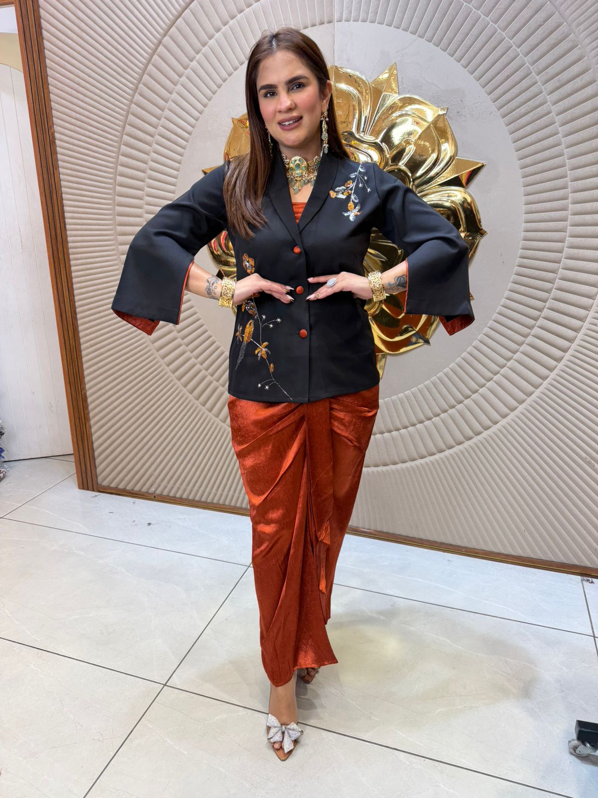 Beautiful elegant blazer skirt cordset pc2418