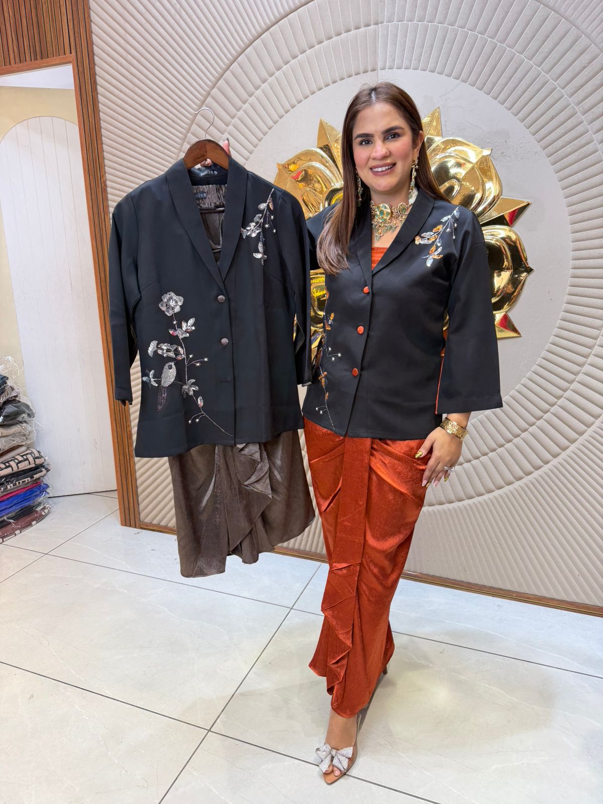 Beautiful elegant blazer skirt cordset pc2418