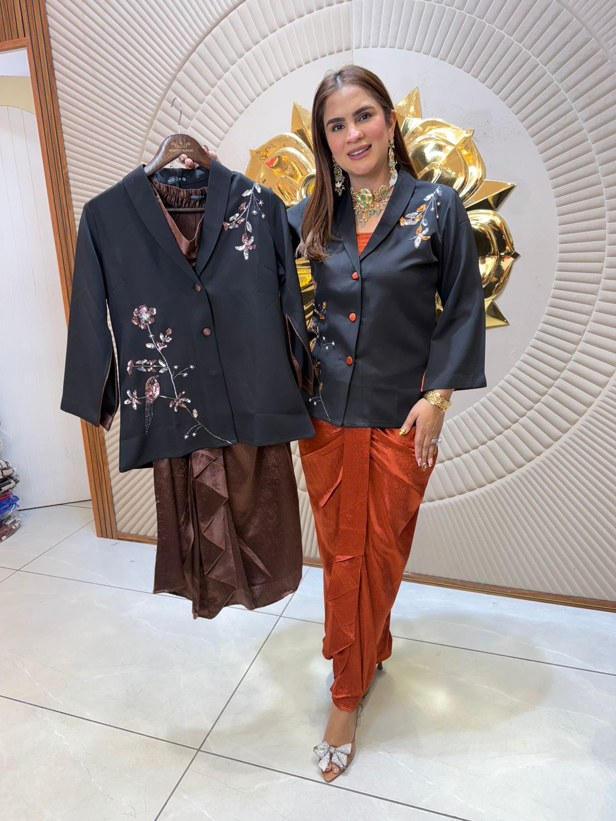 Beautiful elegant blazer skirt cordset pc2418