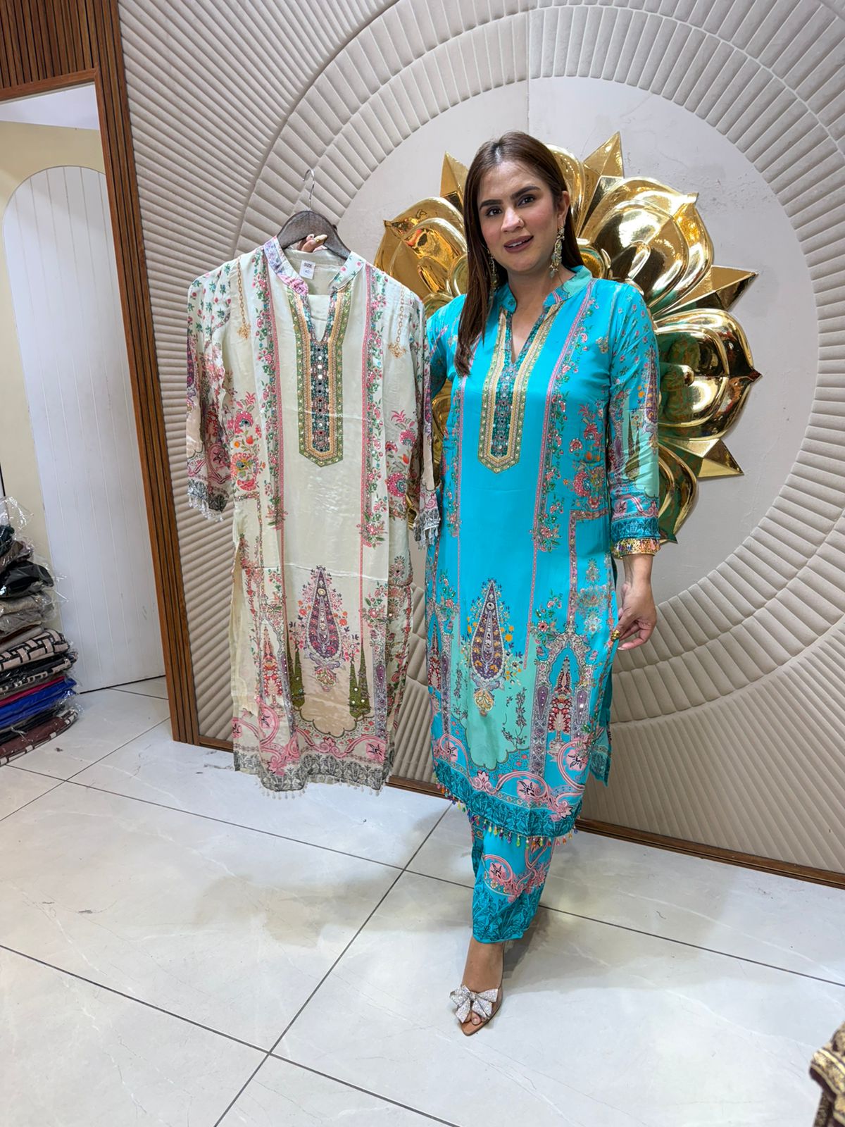 Beautiful elegant pure crape printed cordset pc-2416