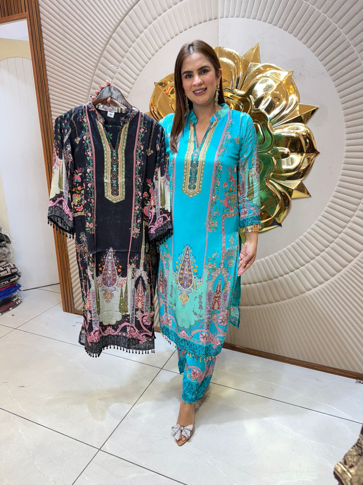 Beautiful elegant pure crape printed cordset pc-2416