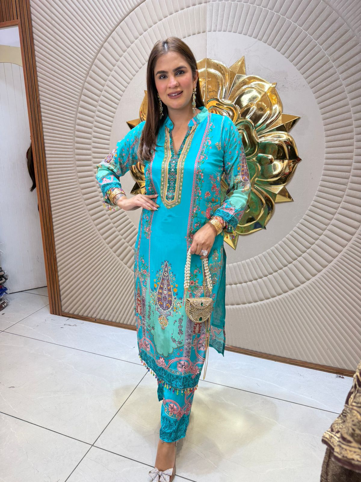 Beautiful elegant pure crape printed cordset pc-2416