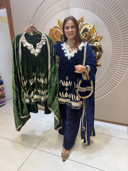 Beautiful elegant velvet suit with potli pc2433