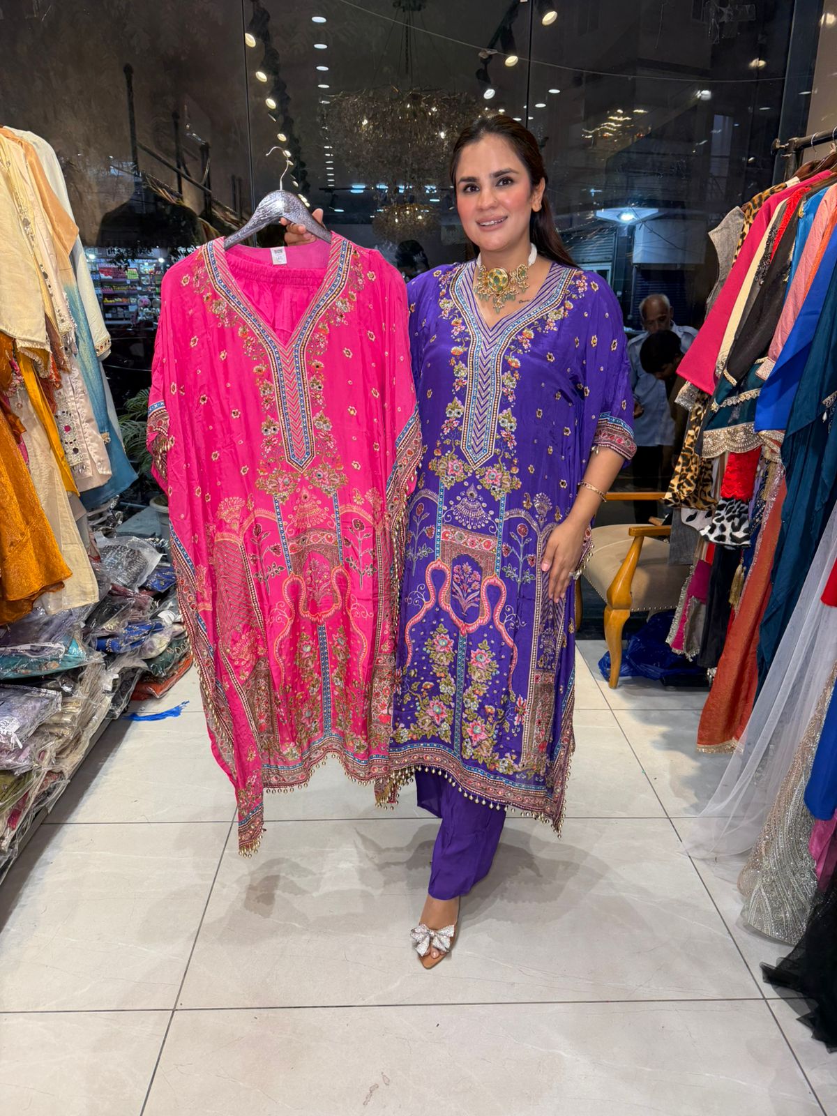 Beautiful elegant pure crape kaftan pc2591