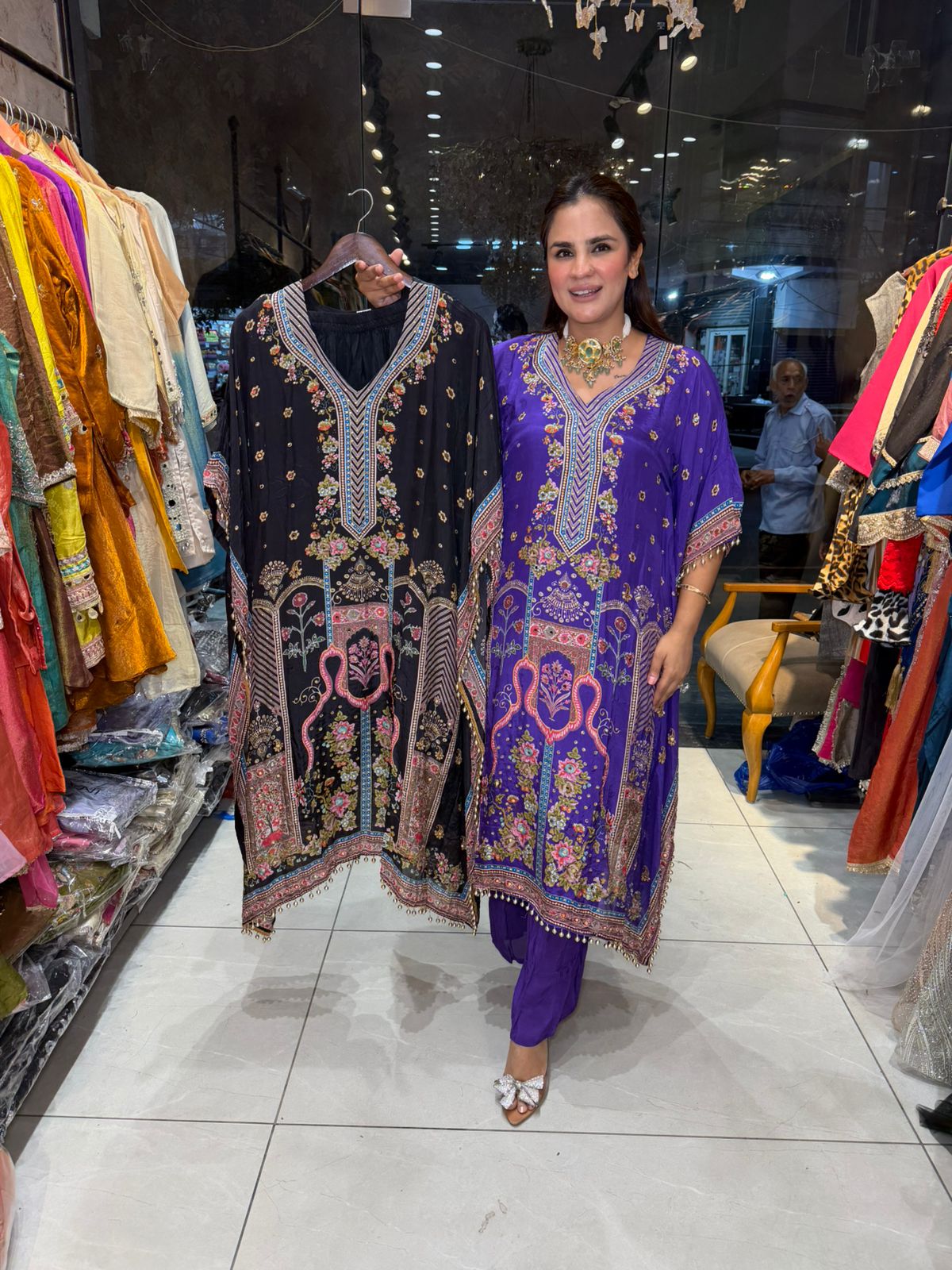 Beautiful elegant pure crape kaftan pc2591
