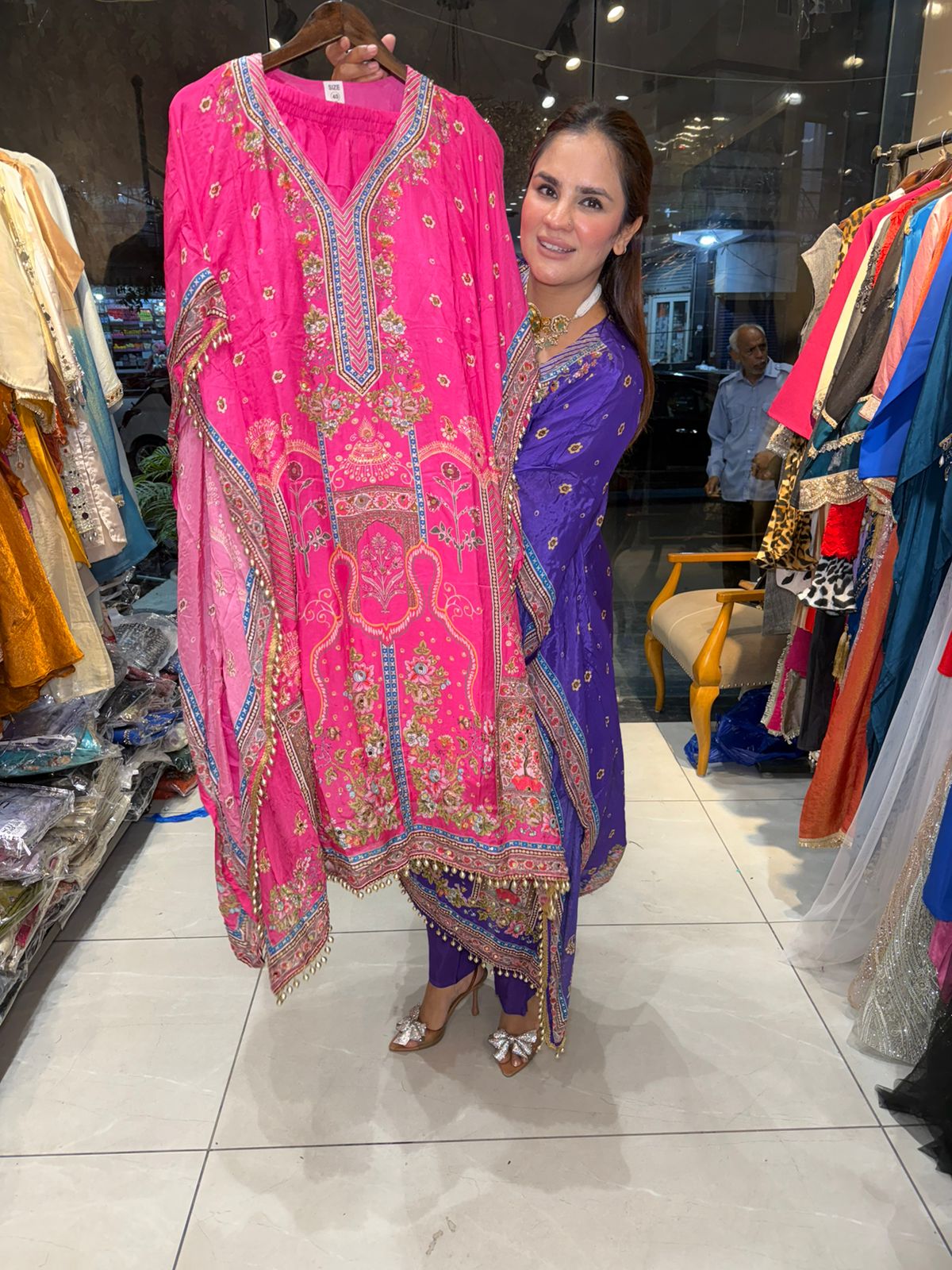 Beautiful elegant pure crape kaftan pc2591