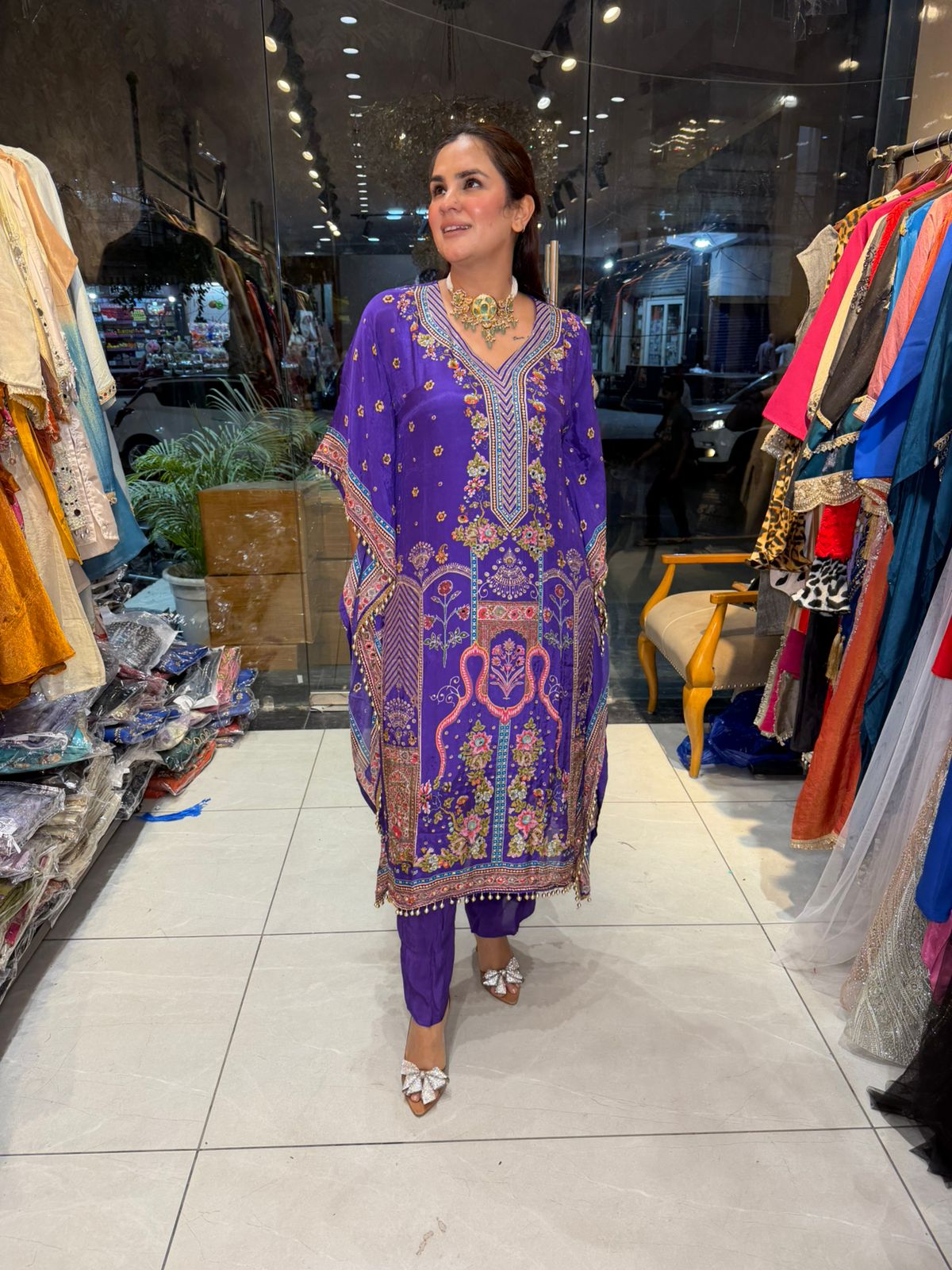 Beautiful elegant pure crape kaftan pc2591