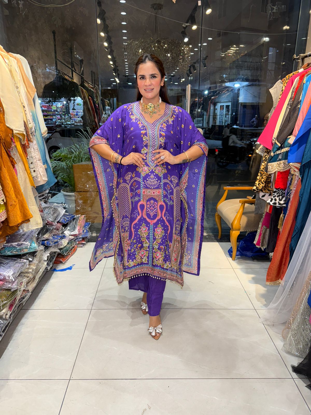 Beautiful elegant pure crape kaftan pc2591