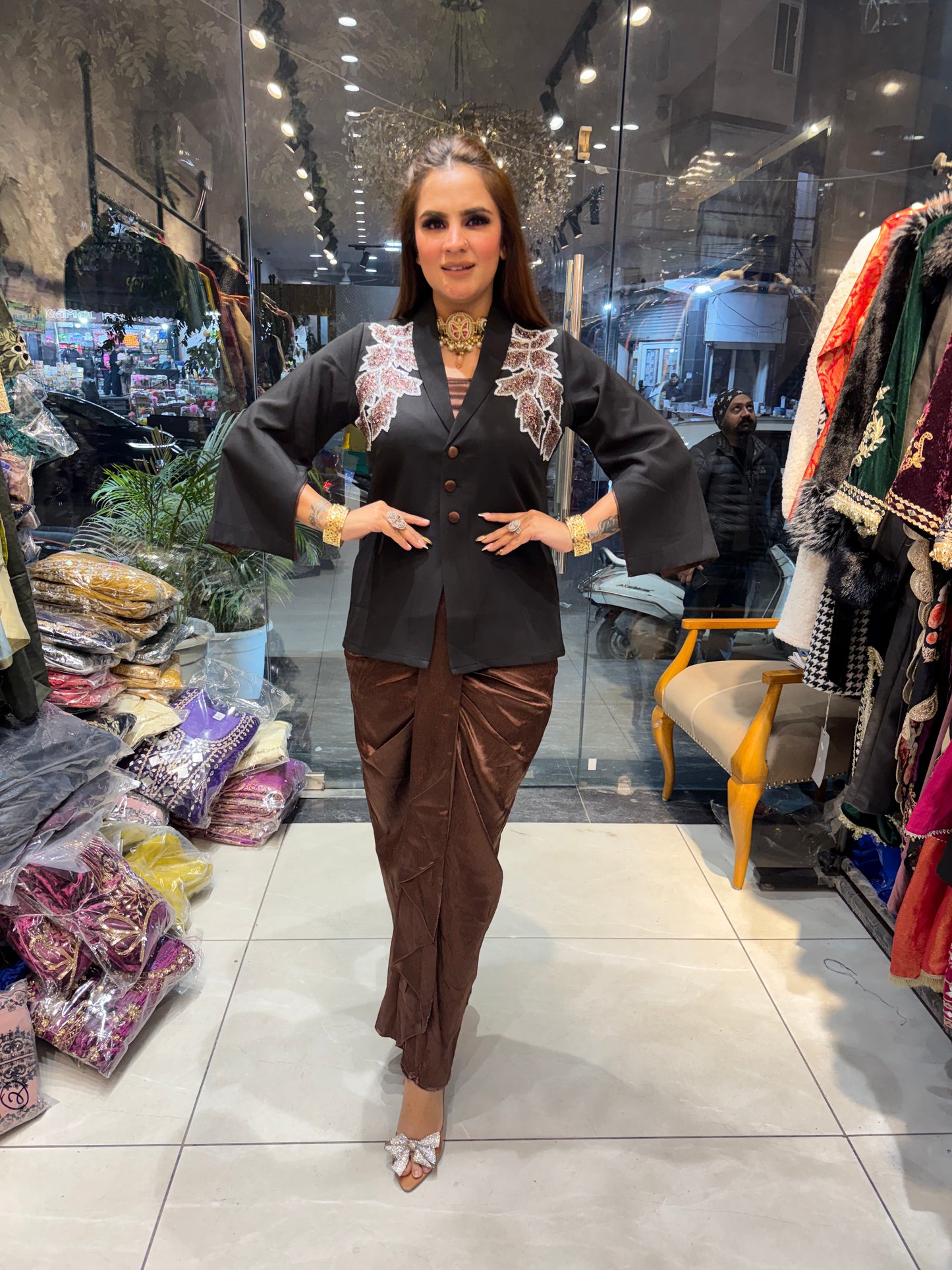 Beautiful elegant blazer set with skirt pc2481
