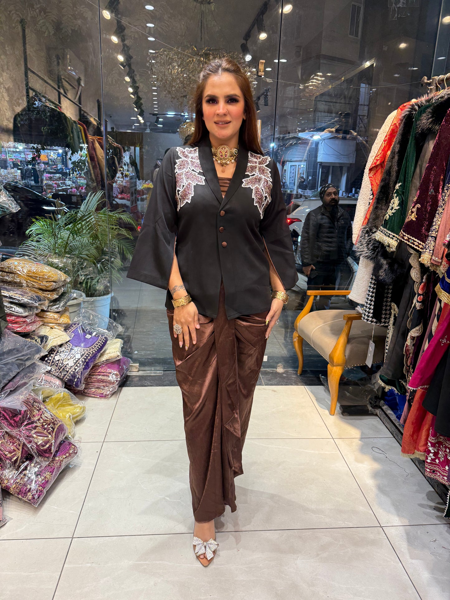 Beautiful elegant blazer set with skirt pc2481