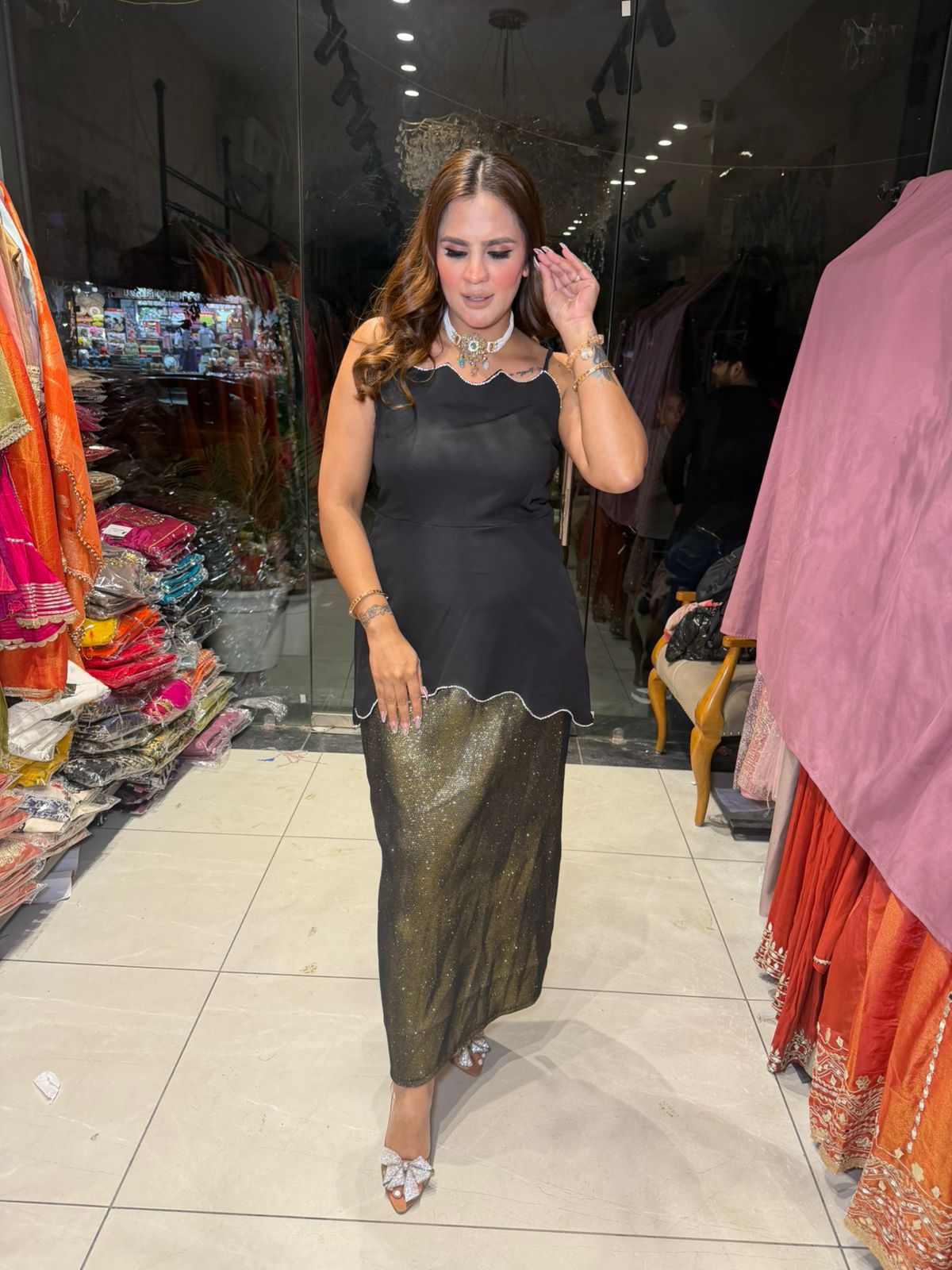Beautiful elegent skirt with bnana crape pc2630