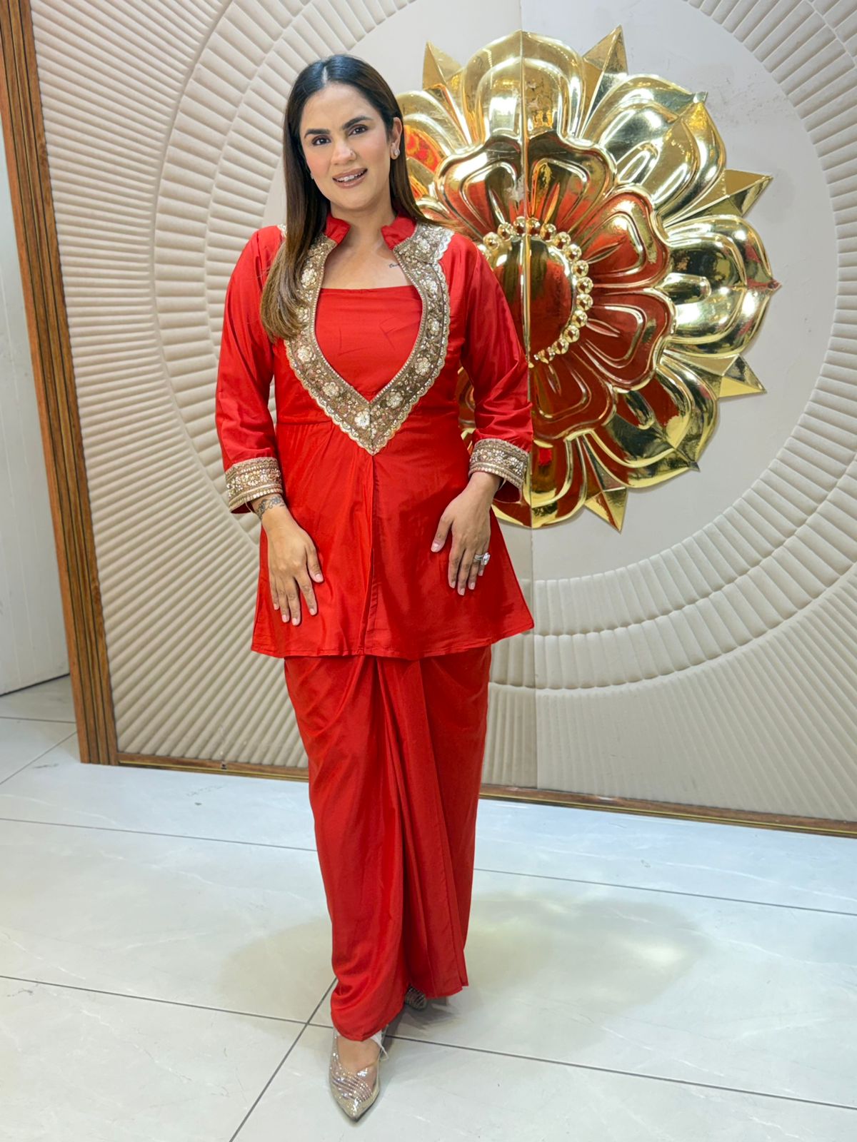 Beautiful elegant party wear 3pc set with skirt pc3048